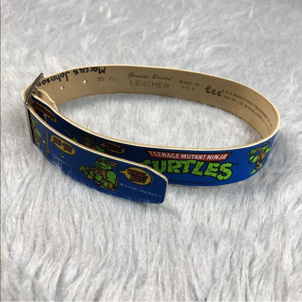 Vintage 80s LEE Leather Blue TMNT Novelty Belt